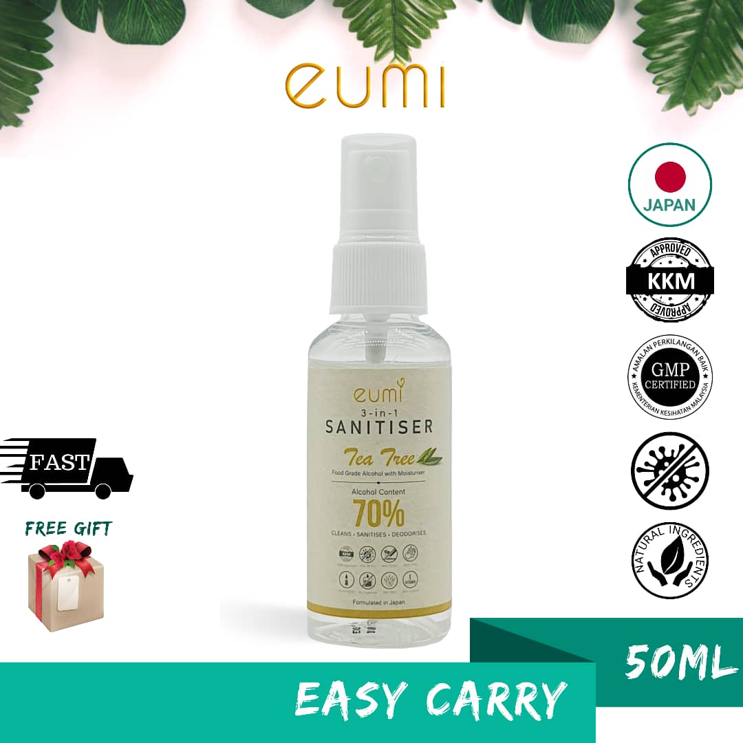 [Child Friendly] Eumi 3-in-1 Sanitiser 50ml - KKM Approved | Food Grade Alcohol | Natural Ingredients |